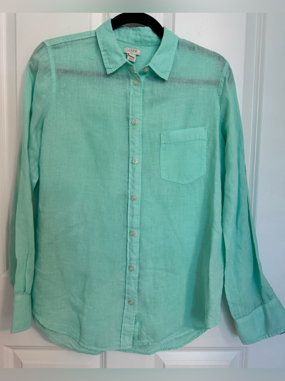 J.Crew 100% Linen Button Front Shirt Women’s Small Mint Green